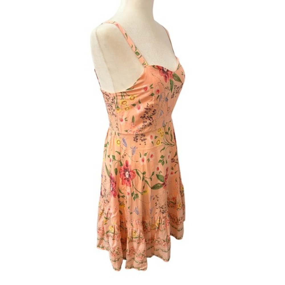 Old Navy Peach Floral Size Small Smocked Back Ruffle Hem Sun Dress - Picture 6 of 11